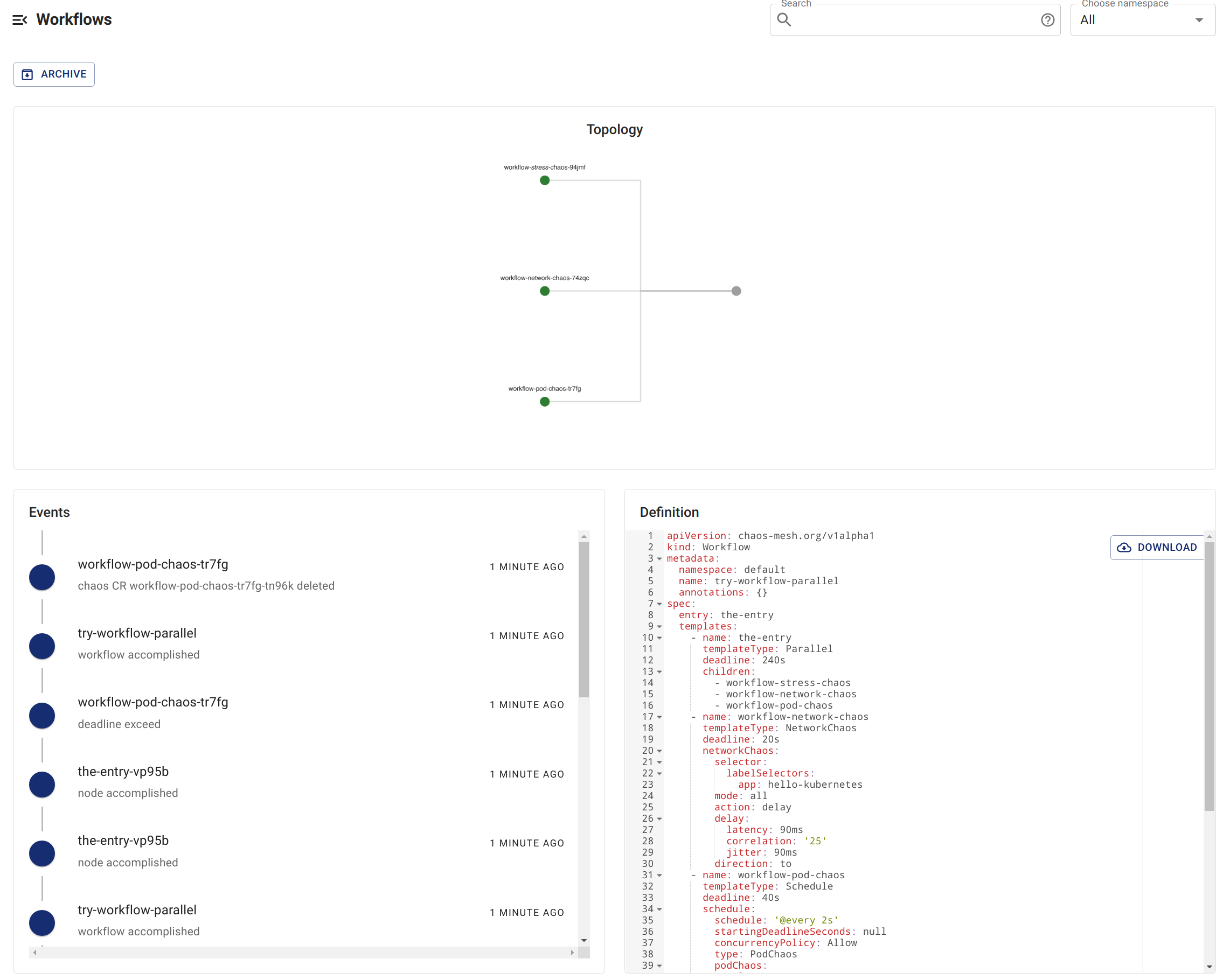 Check Workflow Status Chaos Mesh